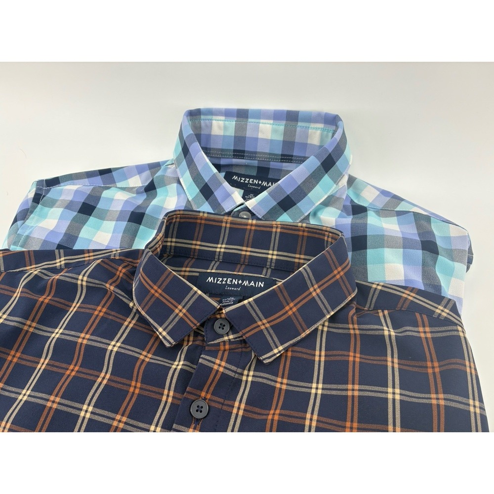 Lot Of 2 Mizzen + Main Leeward Shirt Medium Trim Fit No Tuck Stretch Performance